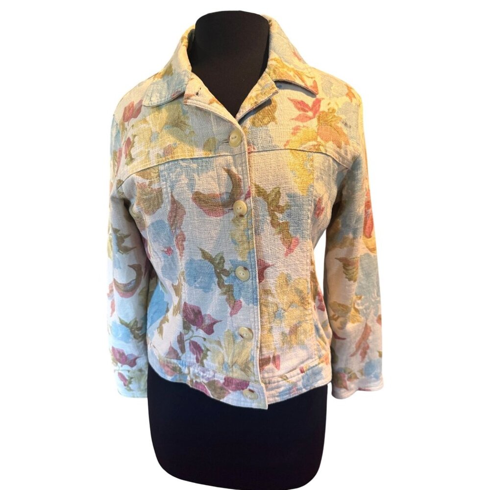 Coldwater Creek Linen Blend Floral Jacket‎ – Petite M